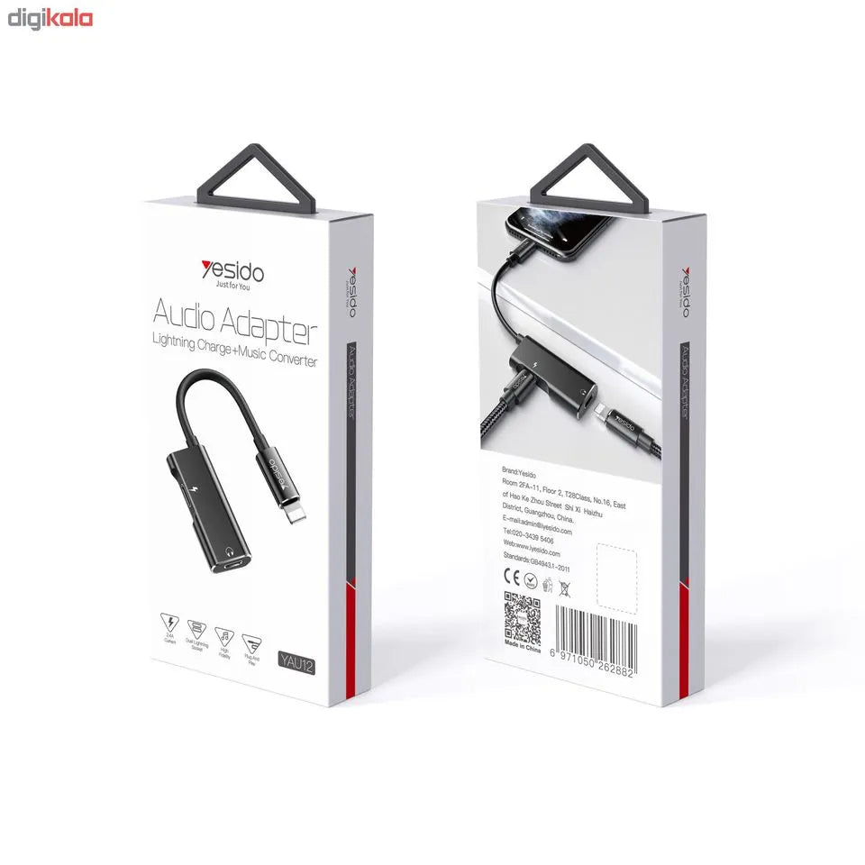 YESIDO YAU 12 Lightning to USB-C Audio & Charging Adapter