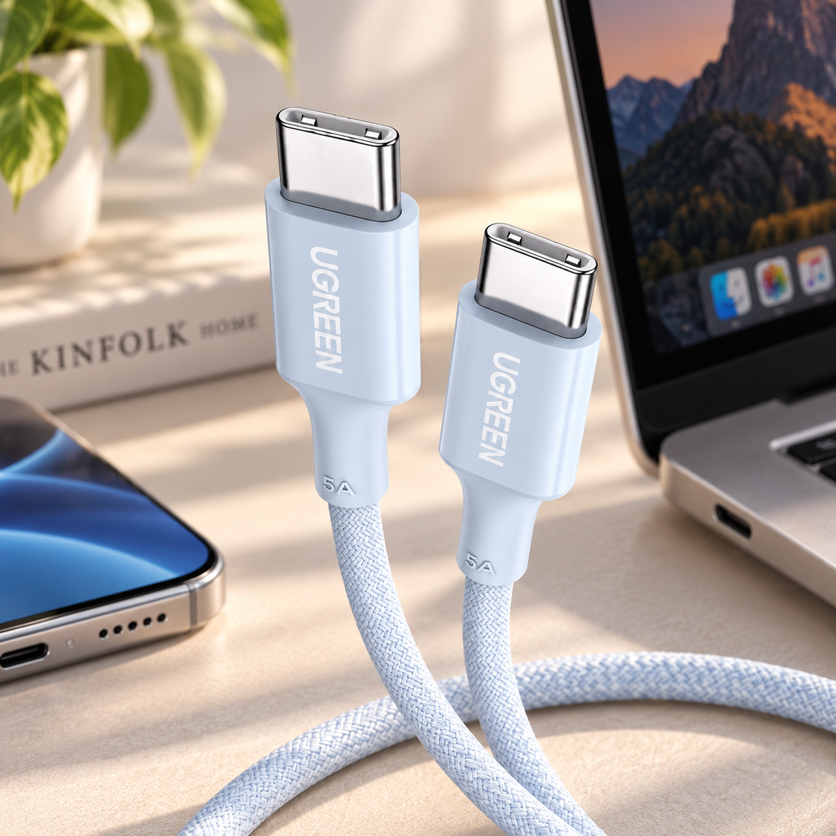 UGREEN USB-C to USB-C PD Fast Charging Braided Cable 100W Max 1m
