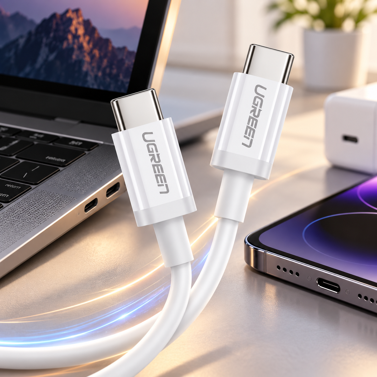 UGREEN USB 2.0 C M/M ABS Cover 1m (White) 60W