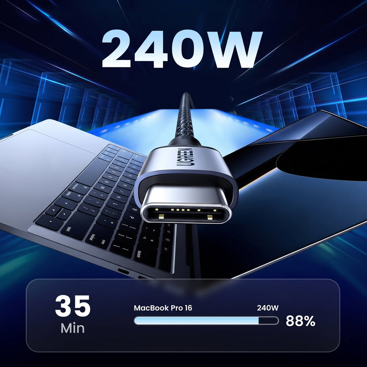 Ugreen cable USB Type C cable - USB Type C Power Delivery 240W 5A 1m gray