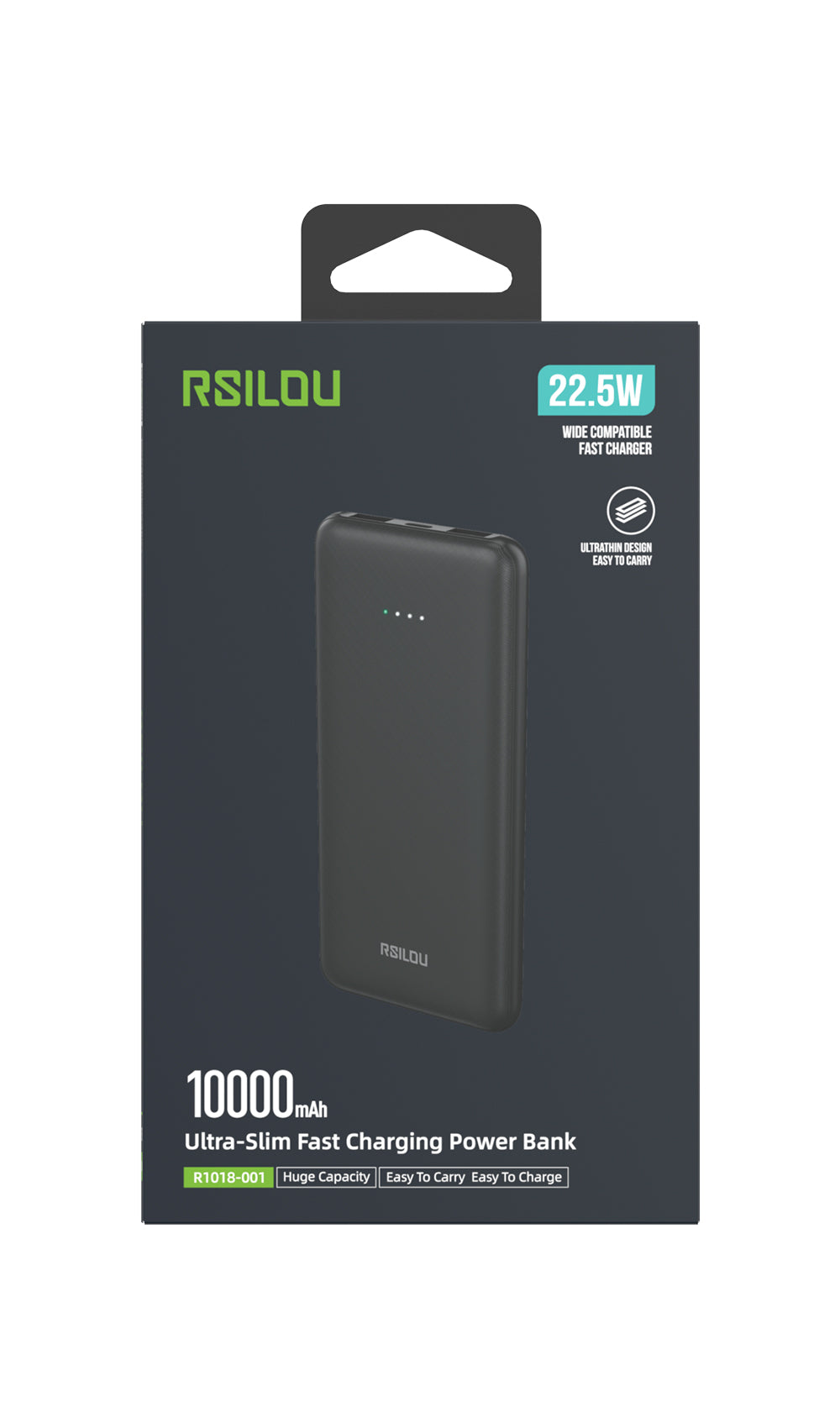 Rsilou 10000mAh 22.5W Power Bank with LED display -R1018-001
