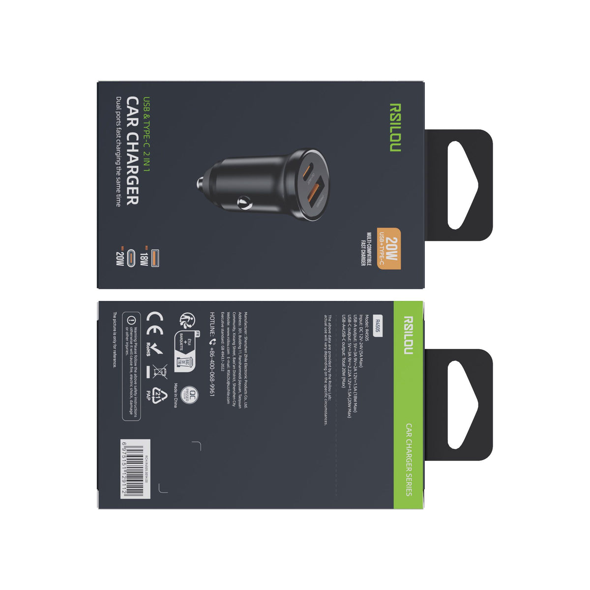 Rsilou 3.1A Dual USB Heavy-Duty Truck-Specific Car Charger White 40V -R4503-001