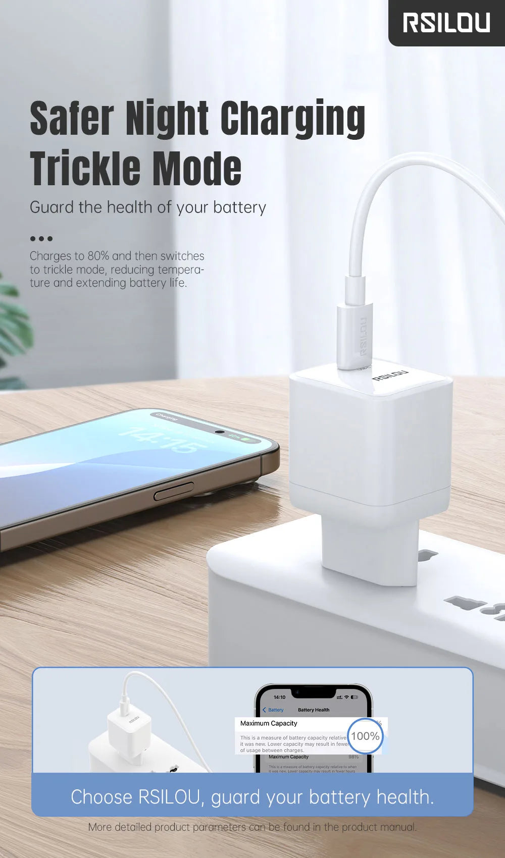 Rsilou 30W PPS USB-C Fast Charger-White GAN