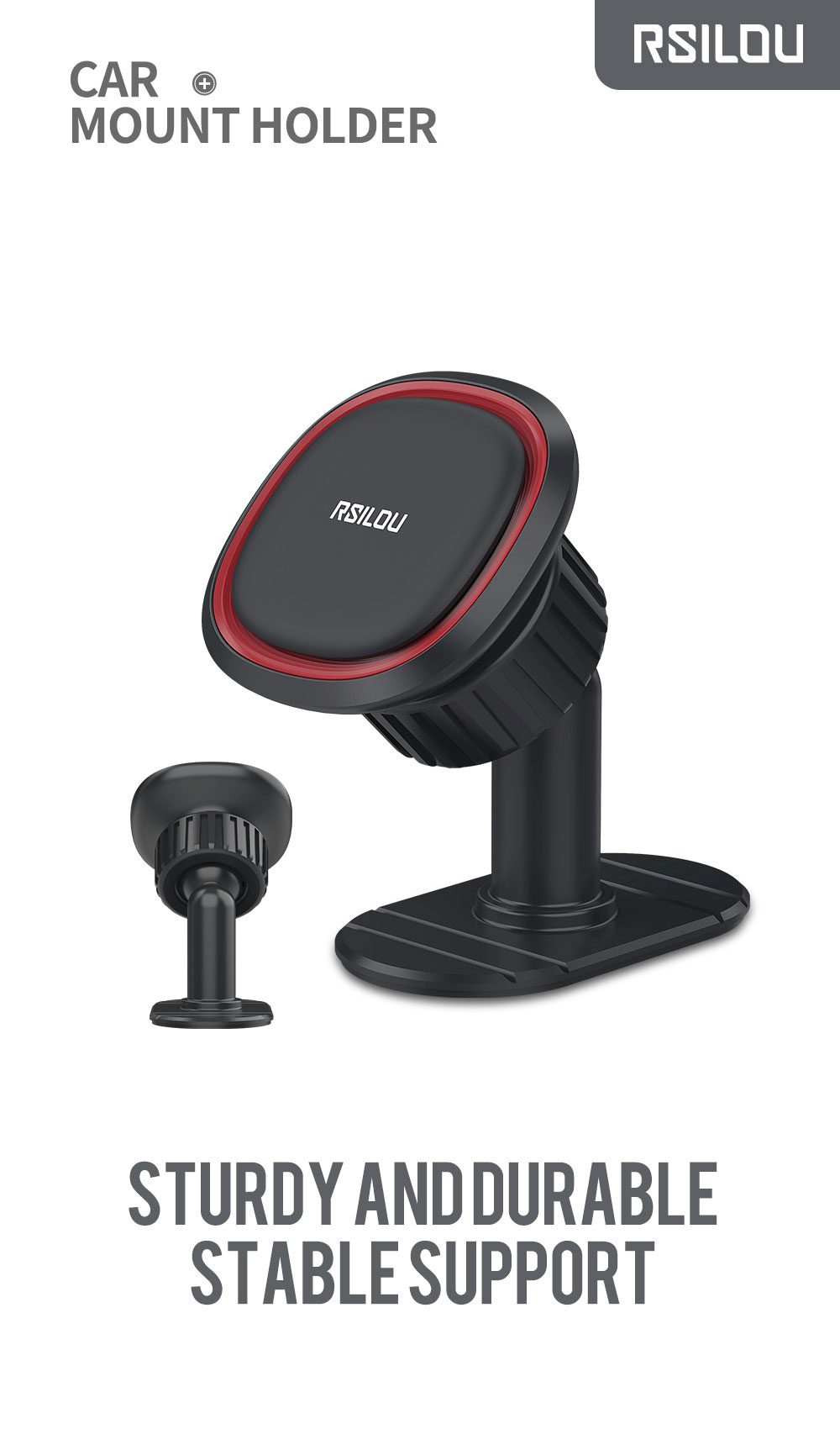 Rsilou Magnetic Gravity Car Holder Black -R4510-001