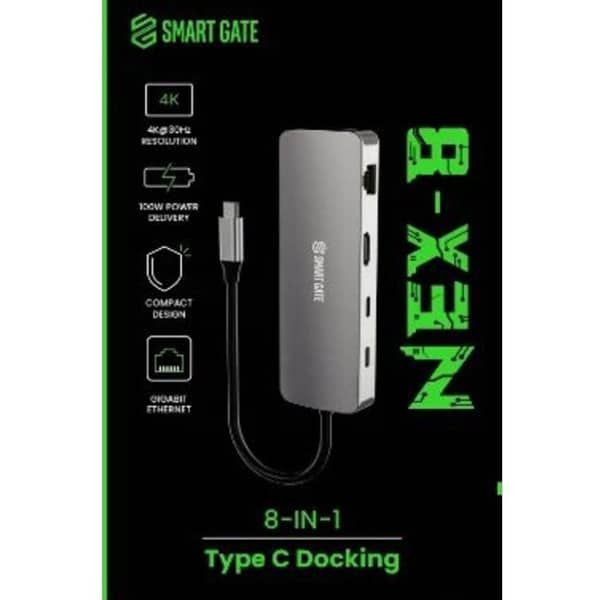 SmartGate 8-in-1 Hub with USB and HDMI Ports, Gray, SGH-NEX8