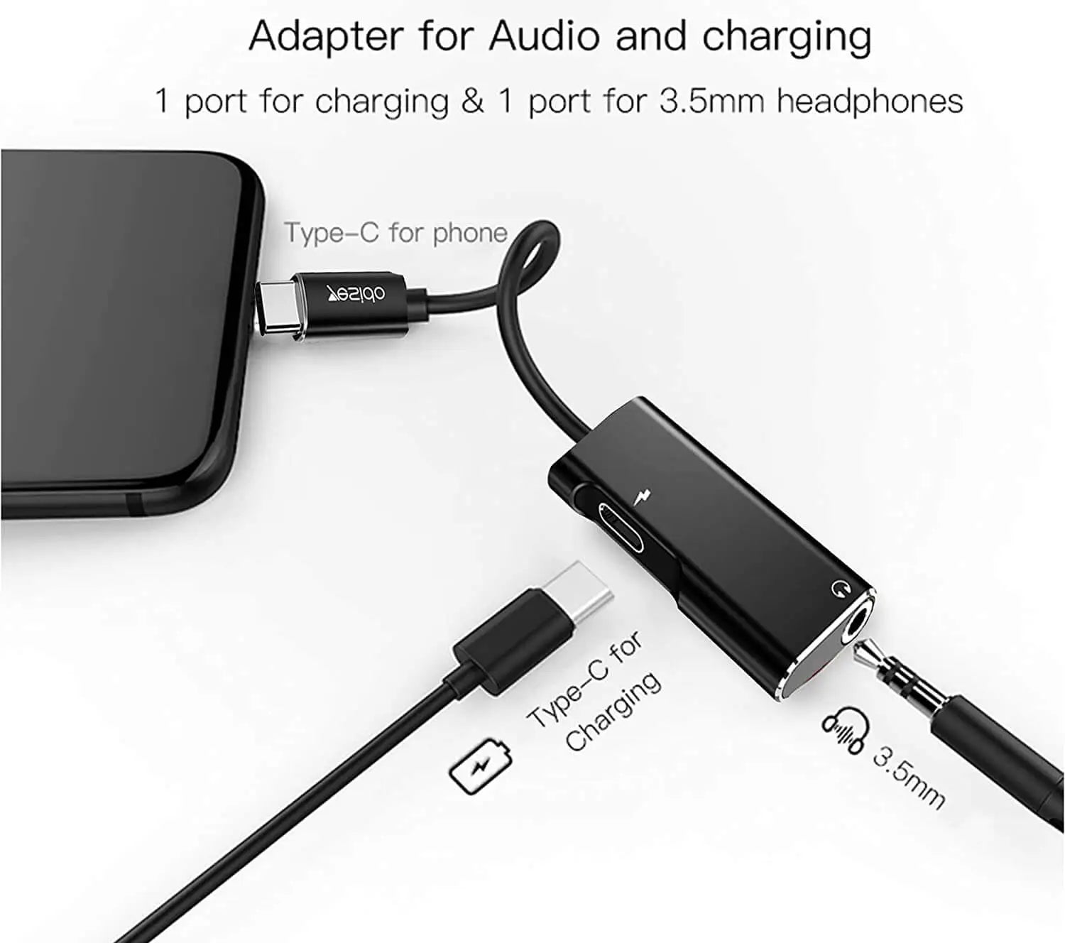 YESIDO YAU22 USB-C to AUX Audio & Charging Adapter