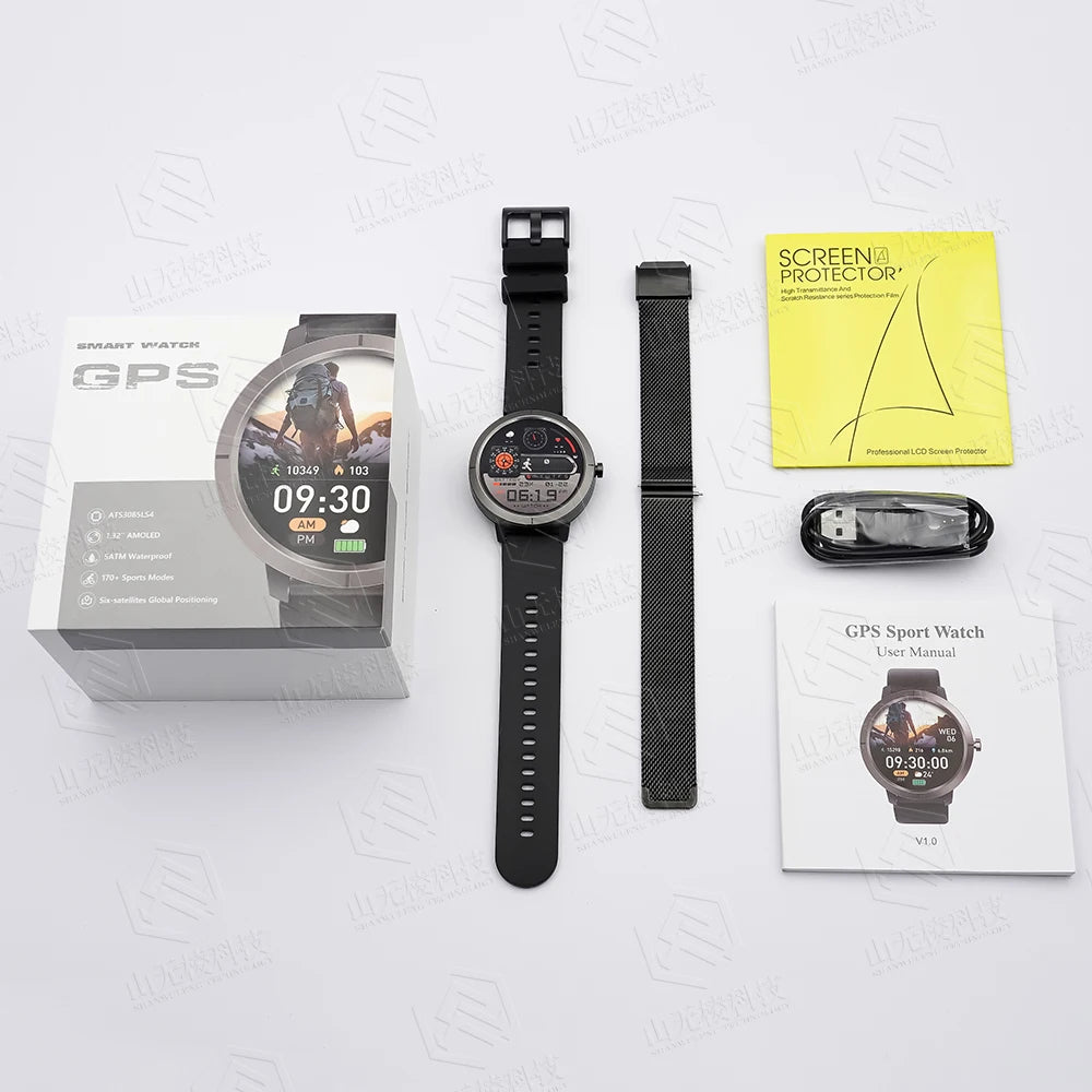 DM76 GPS AMOLED Smart Watch BT Call 50M Waterproof
