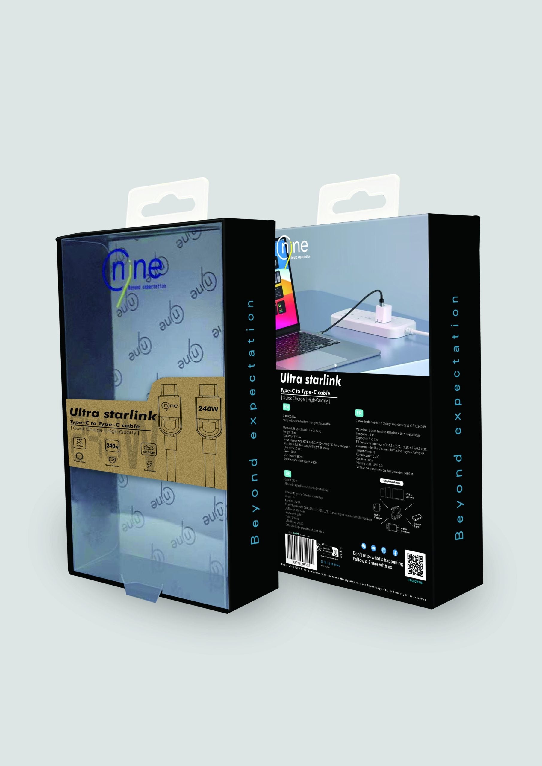 NineTec Ultra starlink Type-C to Type-C 240W