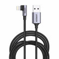 UGREEN Charging Cable Lightning 1M for iPhone Black Angle (90°)