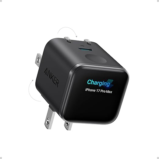 Anker Nano Charger 45W Smart Display, 180° Foldable (A121D)