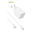 Rsilou EU Charger GaN 60W 1C Type-C to Type-C cable White -R4014-002