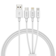 Rsilou A-M+L+C 1.2M 3 in 1 Durable Fast Charging Data Cable White MAX 120W -R2017-001