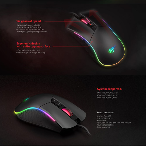 Havit MS1010 RGB Wired Gaming Mouse 3200DPI - الصورة 4