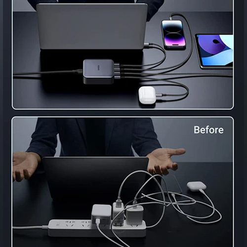 UGREEN Nexode 100W Desktop Charger 4-Port 1*USB-A+3*USB-C Gray - الصورة 3