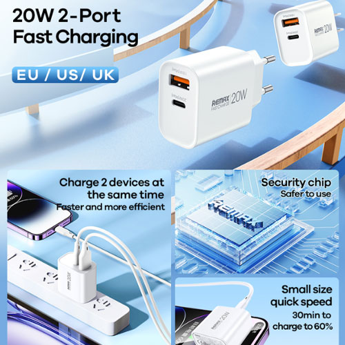 REMAX Wall CHARGER USB +Type-C 20W RP-U12 - الصورة 5