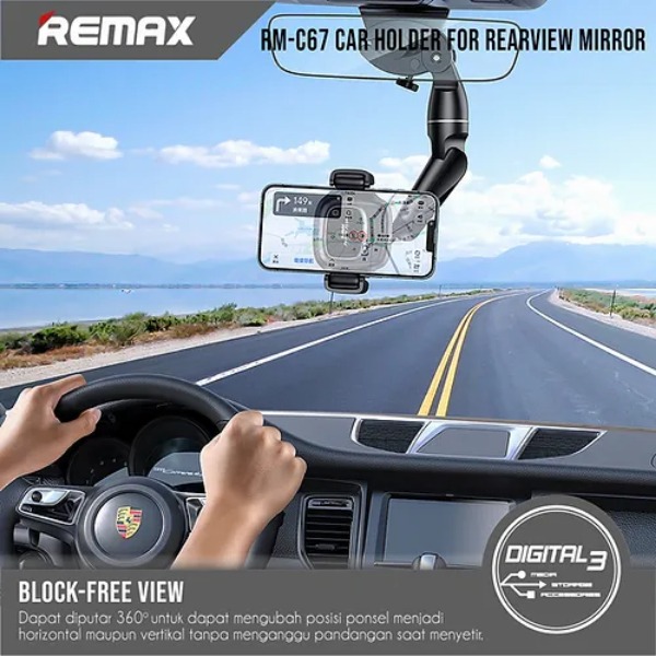 REMAX RM-C67-Adjustable Car Holder for Rearview Mirror - الصورة 3