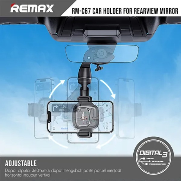 REMAX RM-C67-Adjustable Car Holder for Rearview Mirror - الصورة 6