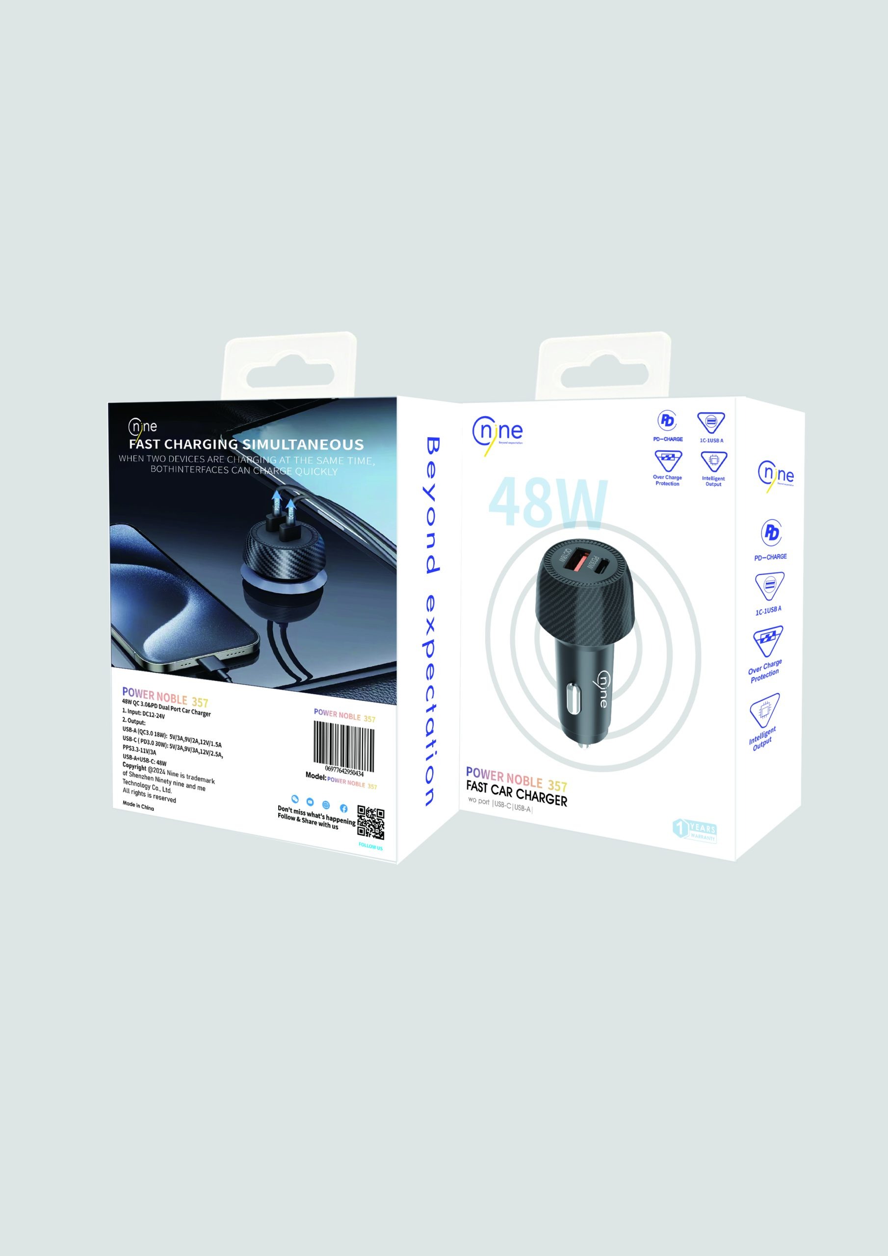 NineTec Fast car charger 48W