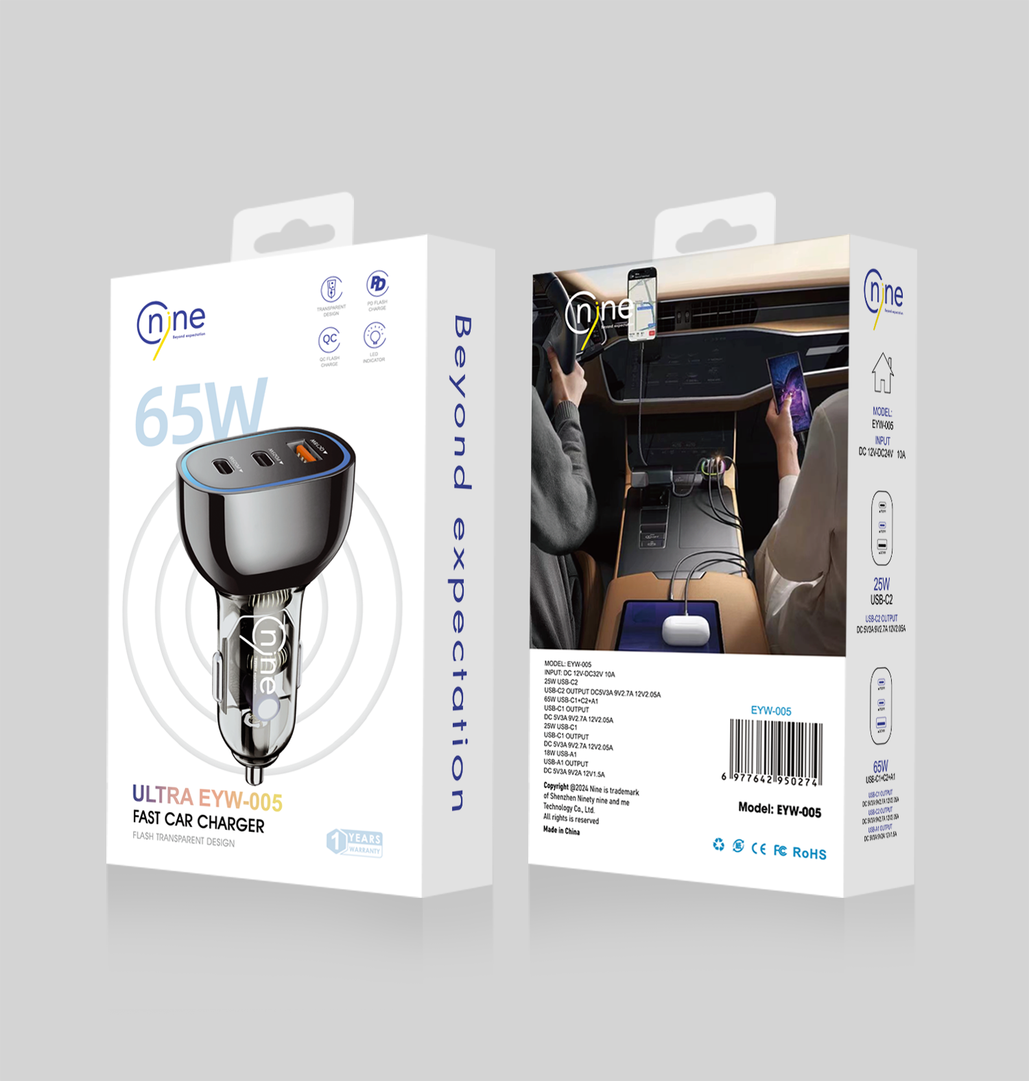 NineTec Fast Car Charger 65W