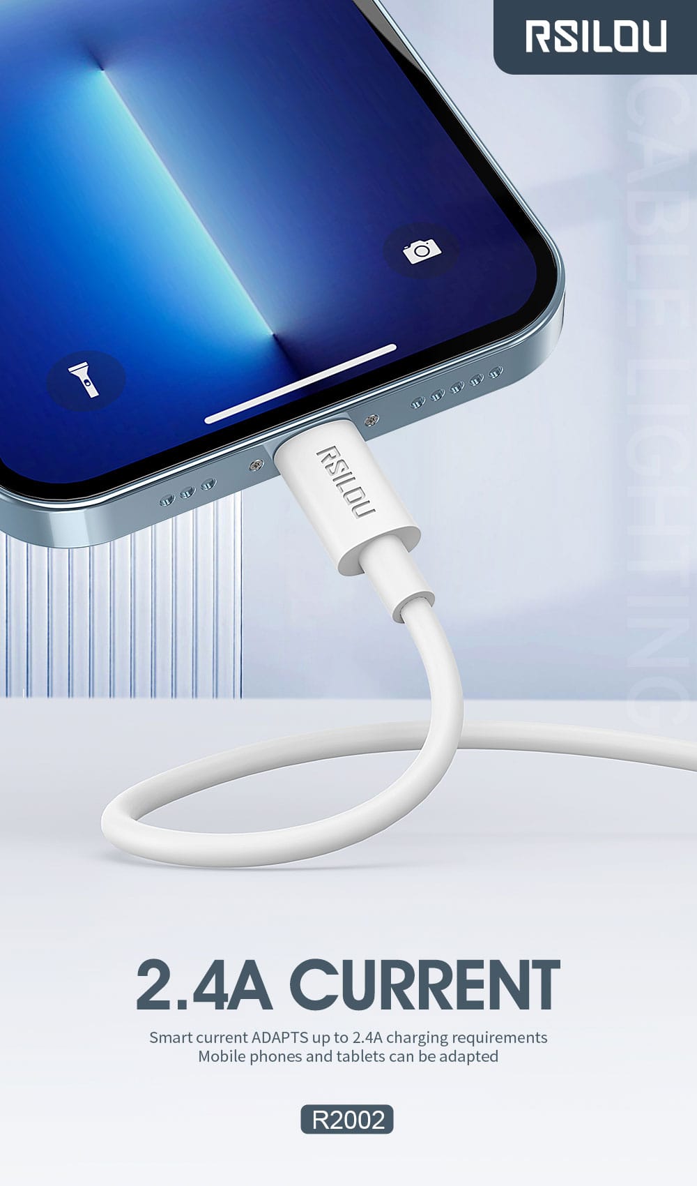 USB to Micro 1m 2.4A -White - الصورة 5