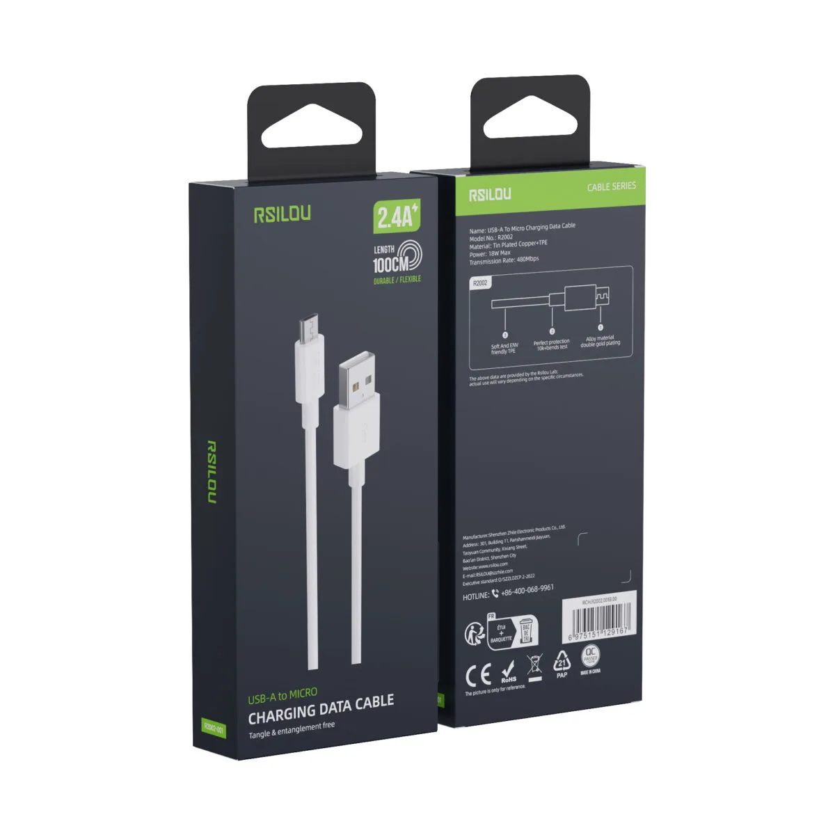 USB to Micro 1m 2.4A -White