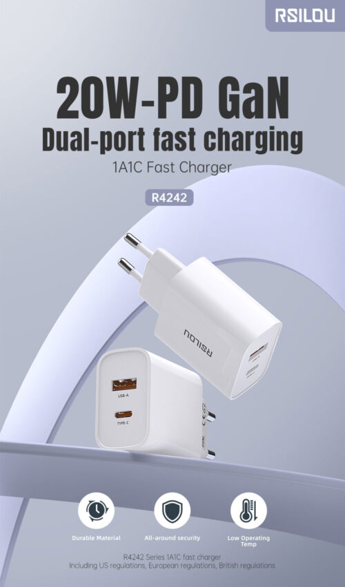 20W 1A1C Fast Charger- White GAN - الصورة 6