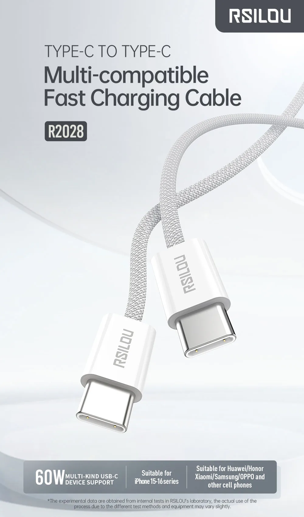 C to C 1m PD Braided cable-Grey 60W - الصورة 9