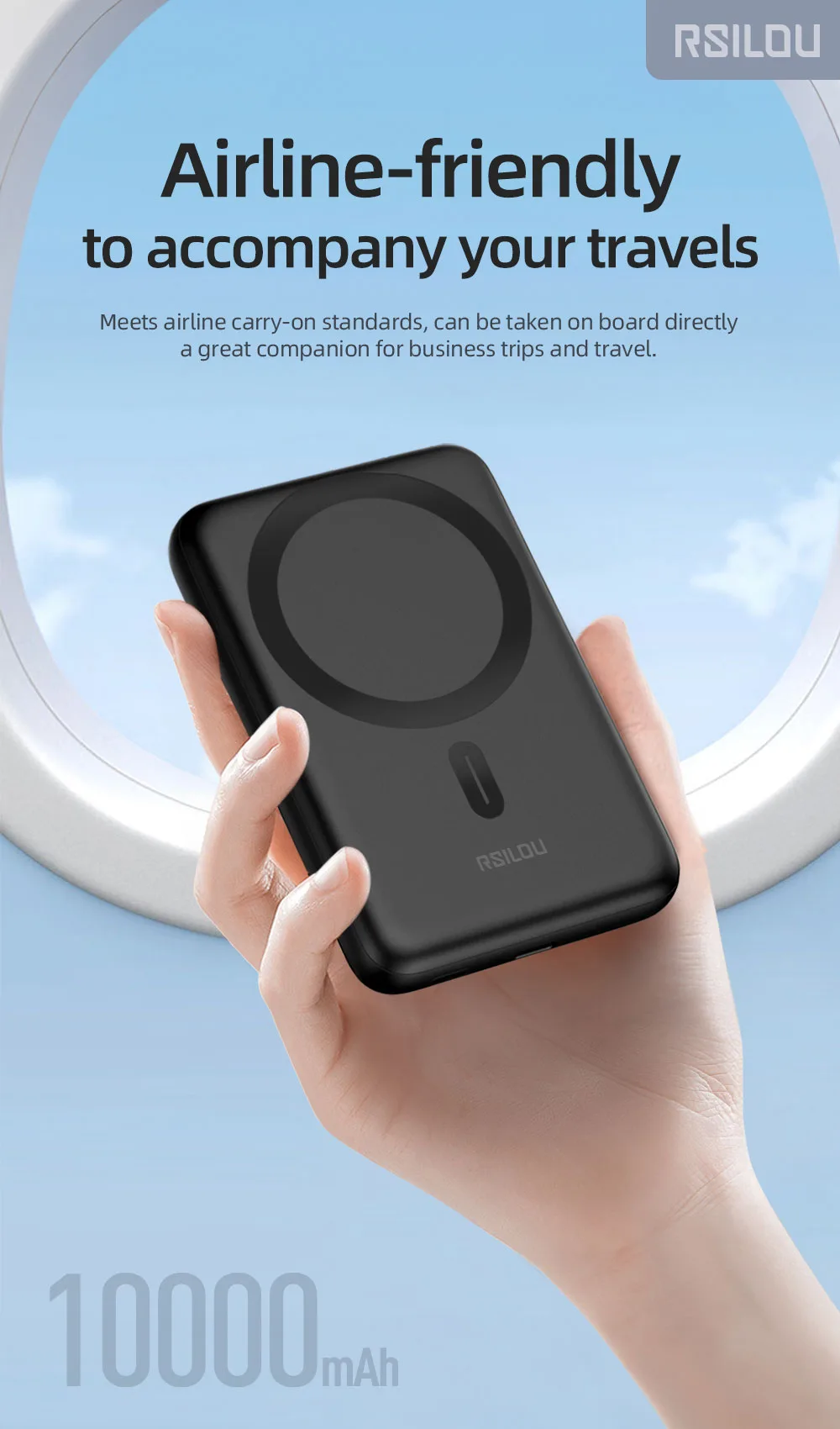 10000mAh Magnetic wireless fast charging power bank with LED display - الصورة 4